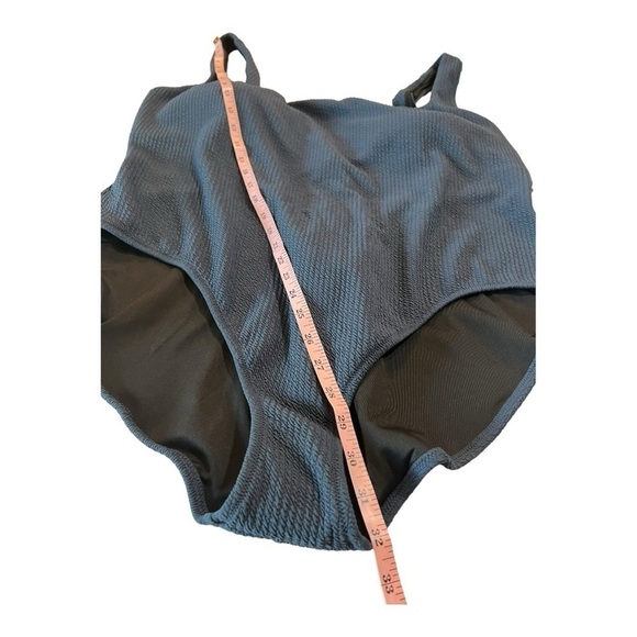 J.Crew Navy Textured Squareneck High Cut Leg One-Piece Swimsuit Size 24 NEW Plus - Picture 11 of 14